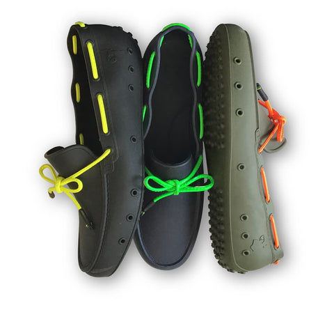 Cactoes rubber moccassins black navy and khaki