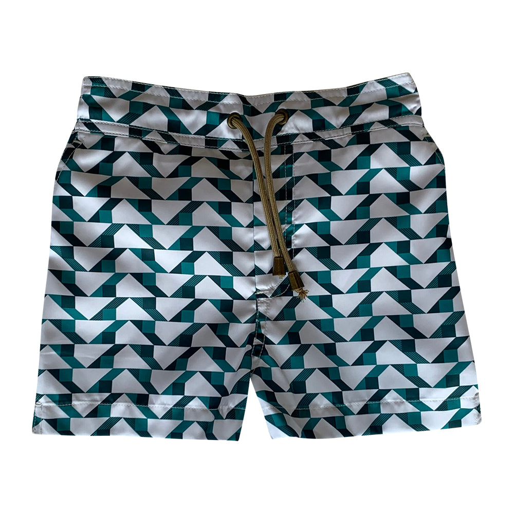 Zeus - Blocks printed swim shorts - Blue