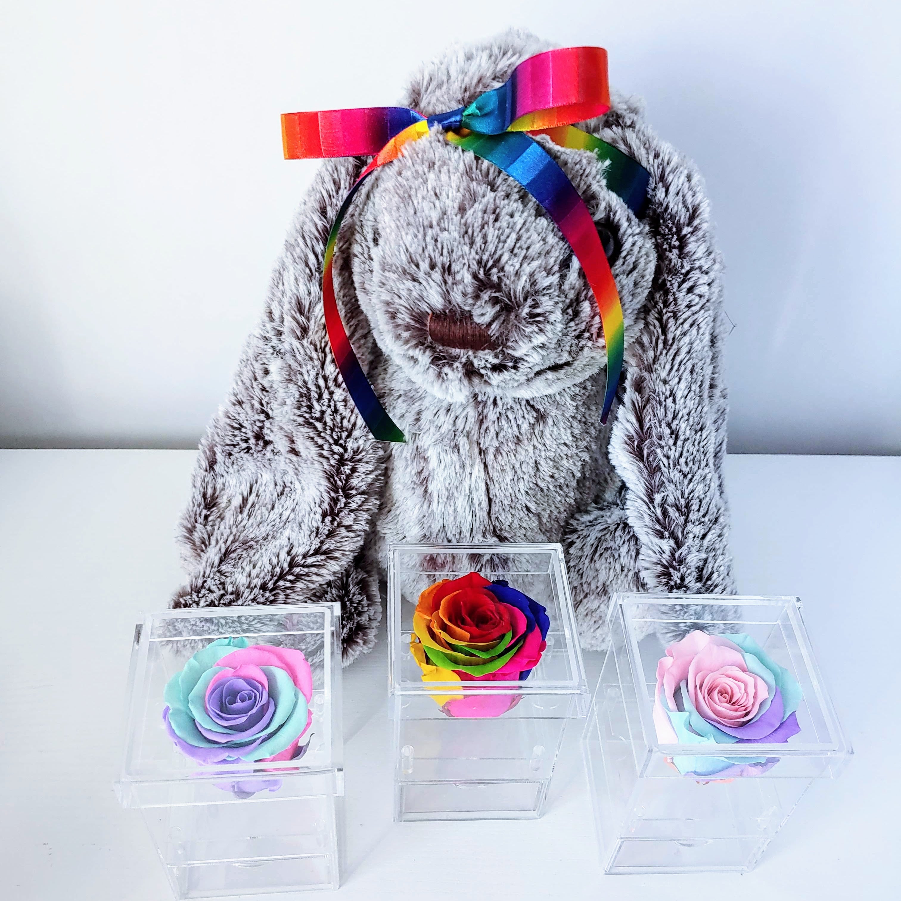 Single Preserved Rainbow Unicorn Rose That Lasts A Year Or More Prive Roses