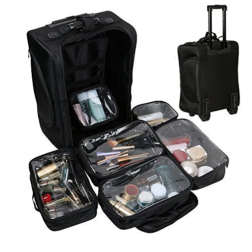 Source Professional Makeup Artist case Black 2 in 1 Rolling Makeup Bag on  m.