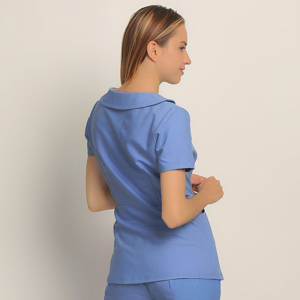 Diana Fitted Sexy Women Scrub Top Ceil Blue