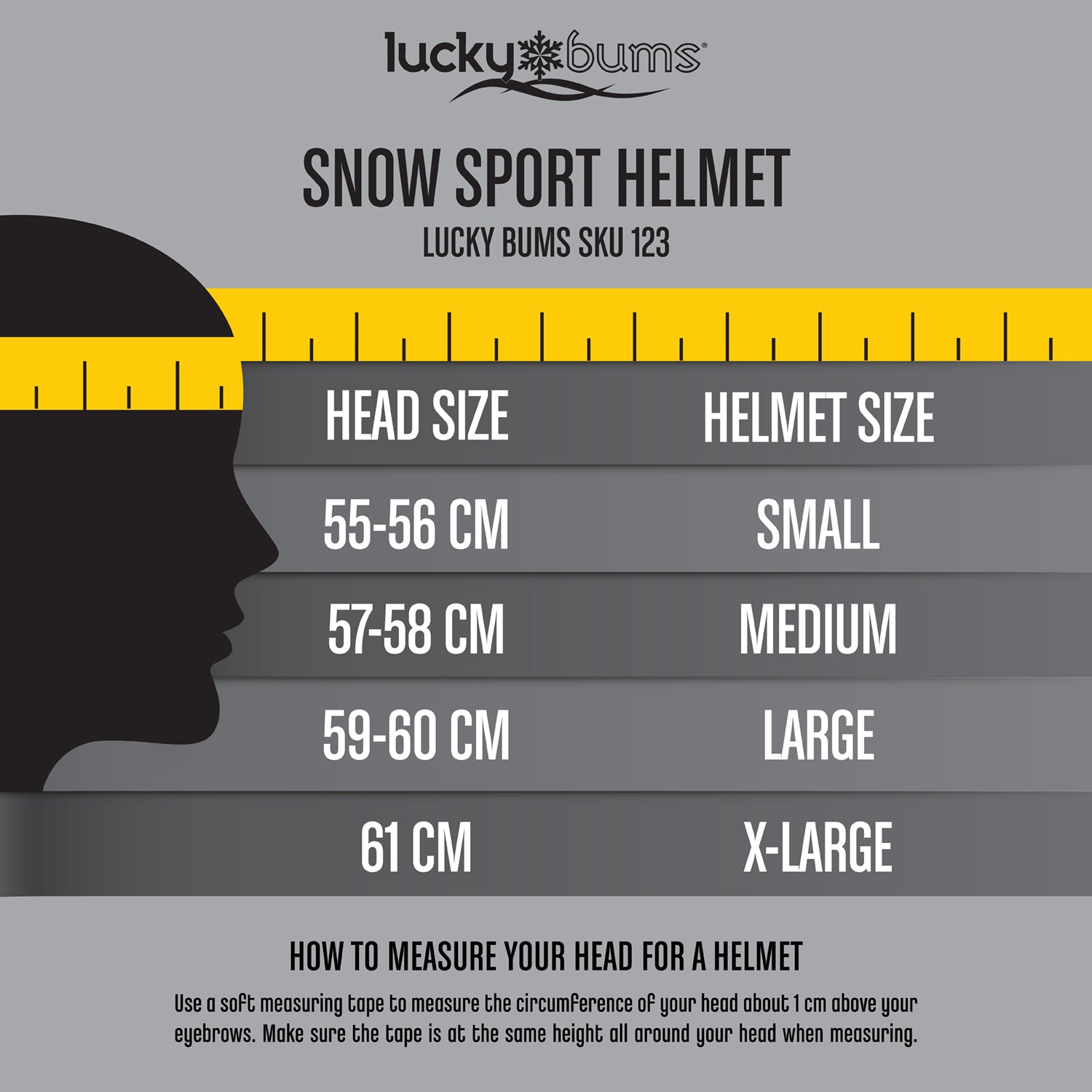 Ski Helmet Size Chart