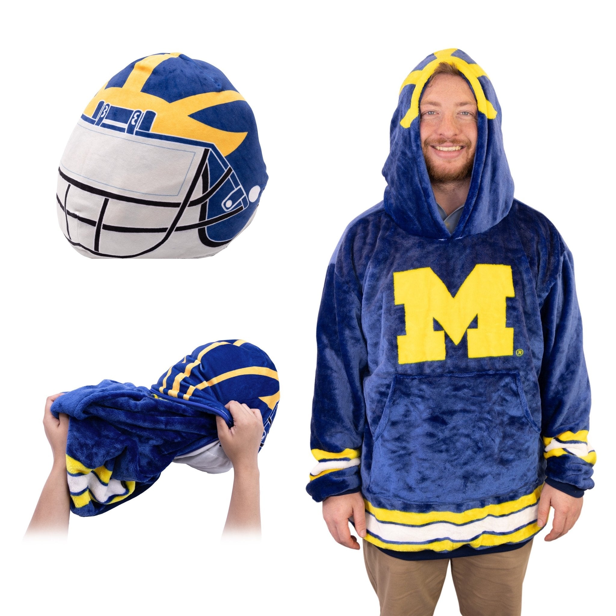 University of Michigan Helmet Snugible | Blanket Hoodie & Pillow