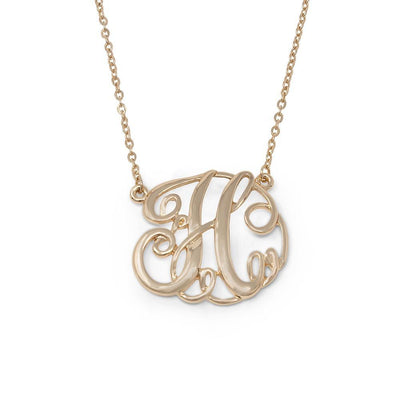 Monogram Initial Necklace H Gold Tone