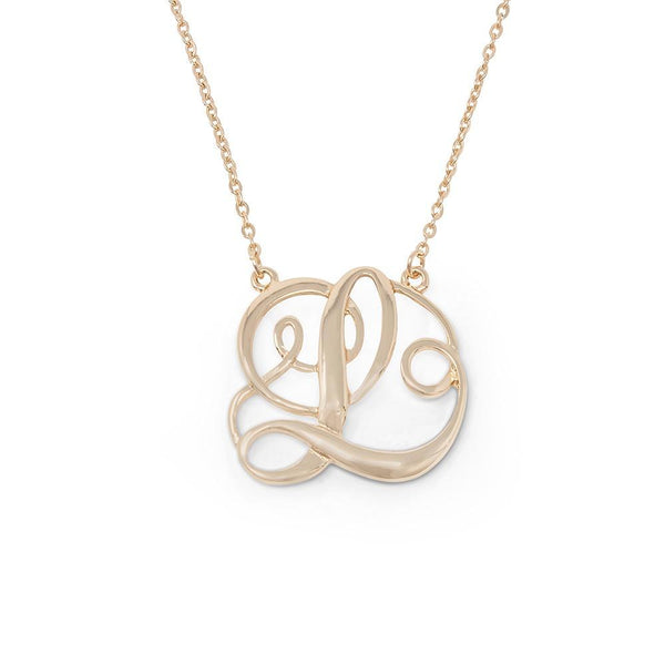 Monogram Initial Necklace L Gold Tone