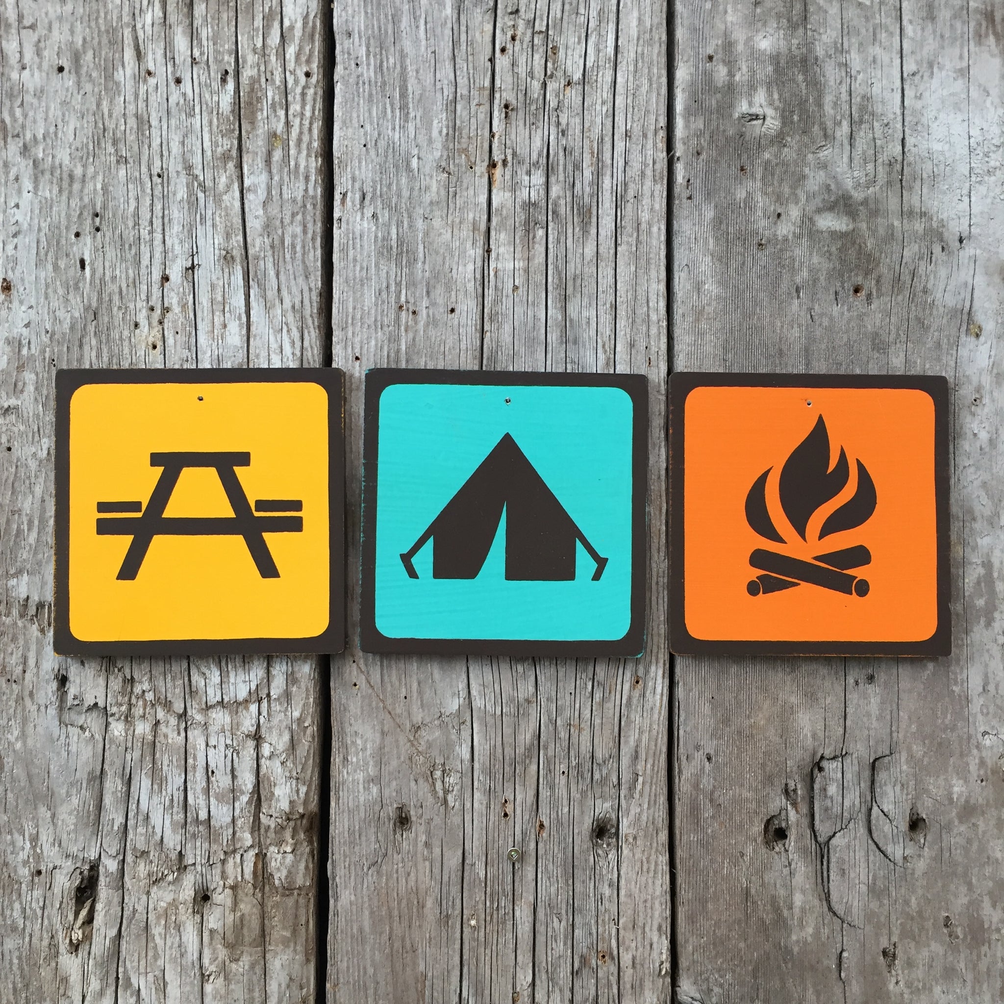 Handmade Vintage | Camping Campground Park Outdoors | Icon Sign Set
