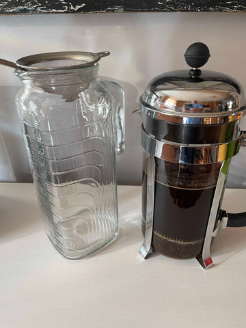 HILL TREE ROASTERY COFFEE FRENCH PRESS WITH JAR AND STRAINER