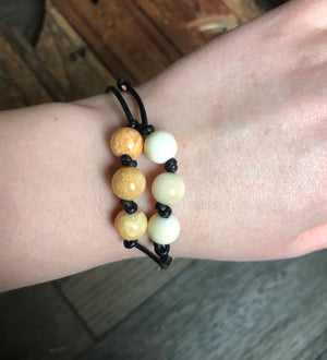 Fossil Walrus Ivory & Leather Bracelet - Great Alaskan Bowl Company - Fossil Leather Bracelet