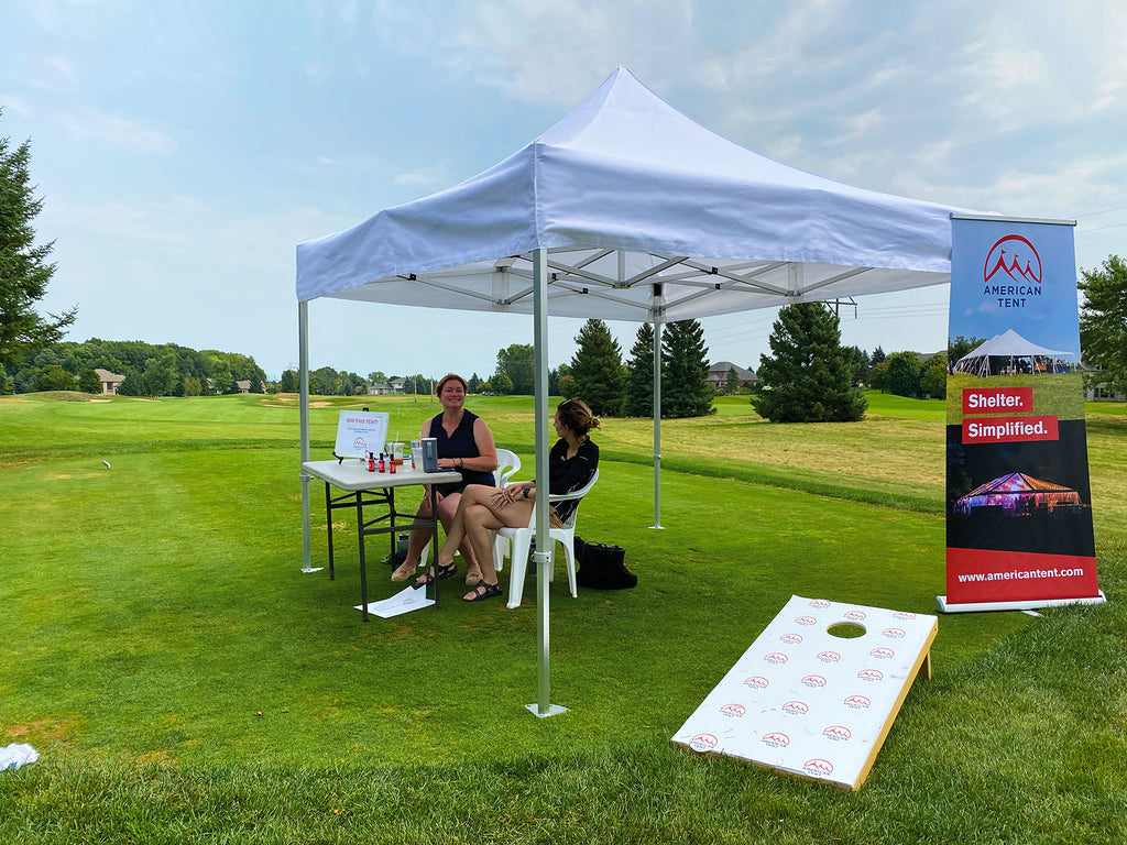 vendor booth with a pop up tent