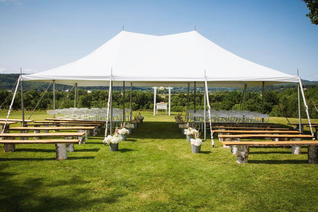 pole tent for 100 guest wedding ceremony