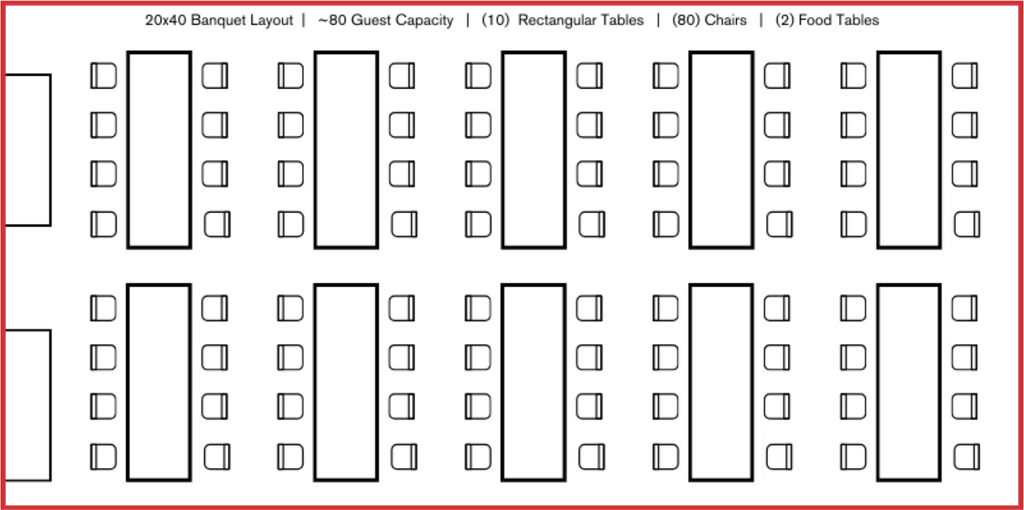 20x40 banquet tent layout