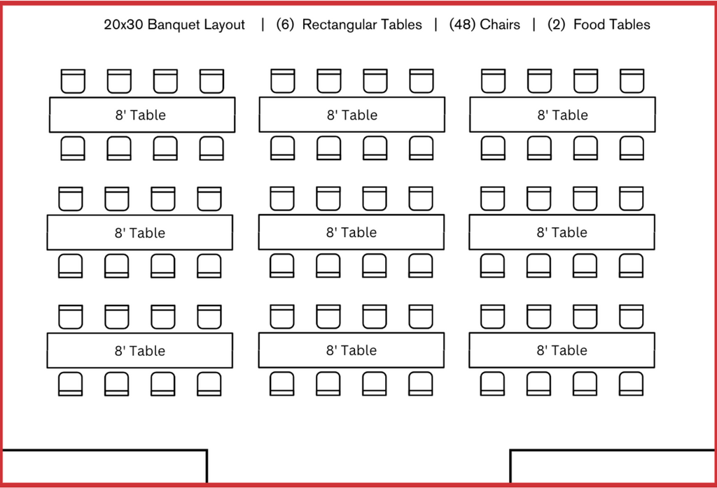 20x30 tent with banquet seating