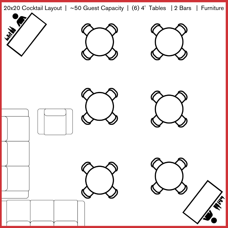 20x20 tent cocktail layout