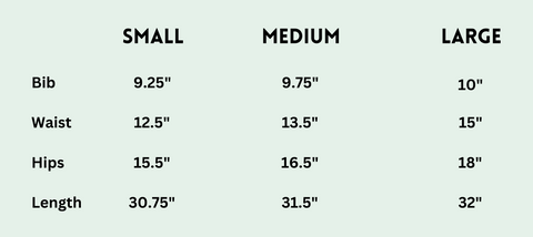 Camel Overalls Denim Size Chart