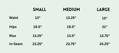 Culoutte Trousers Size Chart