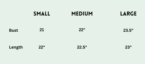 Day Dreamer Graphic Tee Size Chart- The Mint Sweater