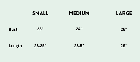Sage Blush Ombre Cardigan Size Chart
