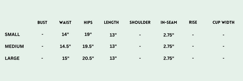 Teal Ribbon Tie Skort- Size Chart- The Mint Sweater