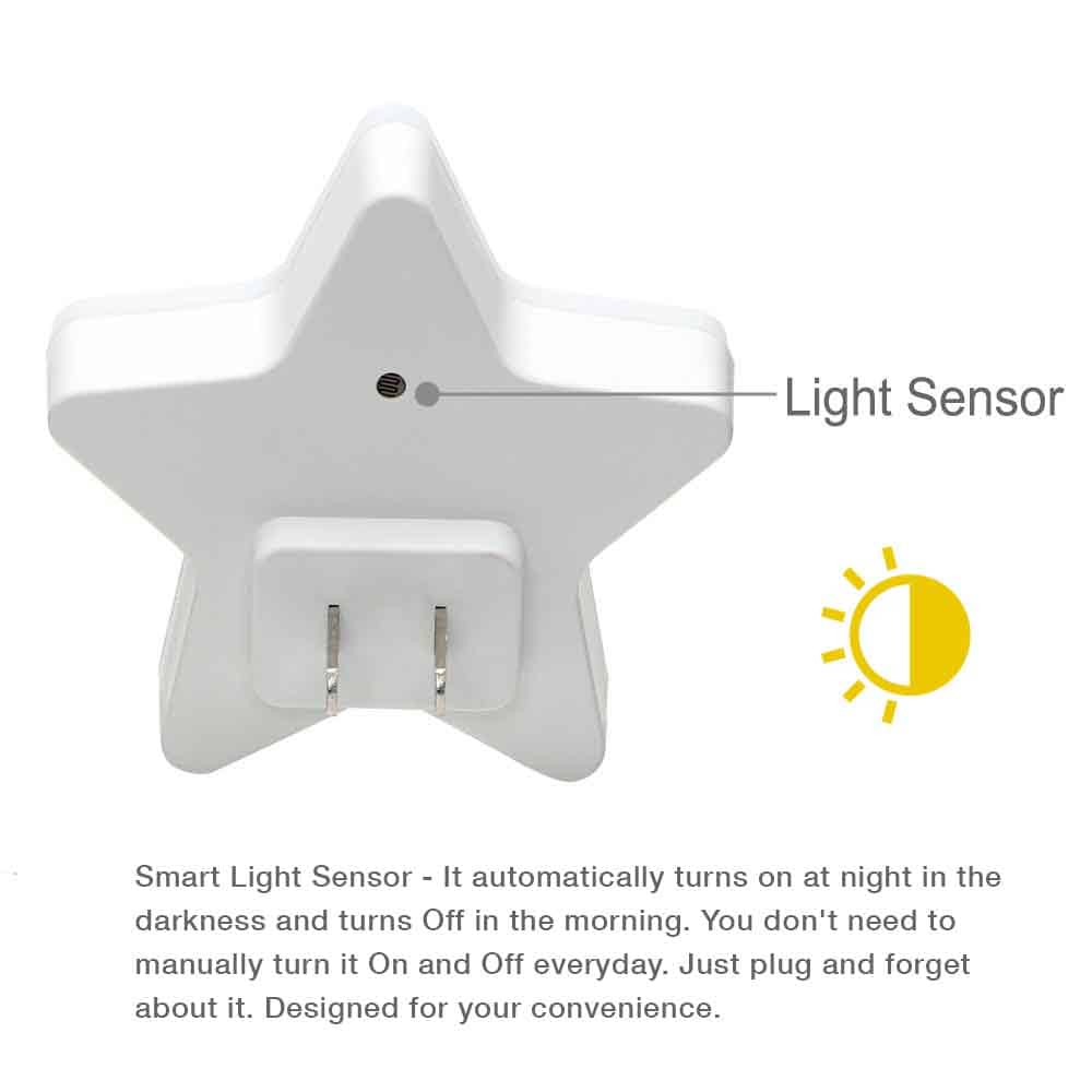 Cute Star Night Light With Smart Light Sensor