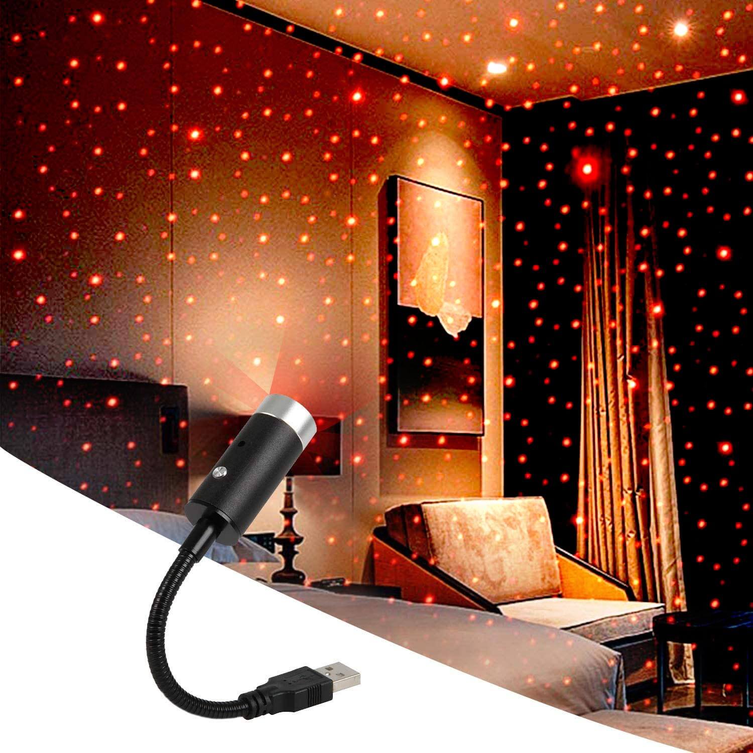 USB Atmosphere Ambient Star Light car, Room Interior Lights LED Decorative  Full Star Projection Laser car Interior Atmosphere Lights(Pack of 1)