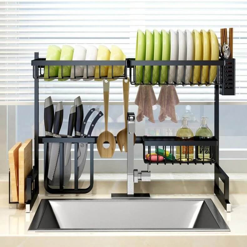 LuxRack™ Customizable Over Sink Dish Drying Rack Kitchen Holder (Upgraded  Design) – Simply Novelty