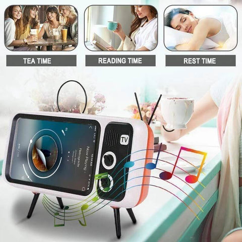 retro bluetooth speaker mobile phone holder