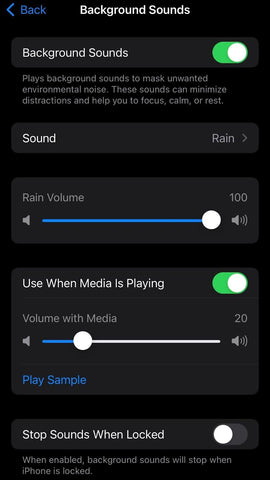 White noise iPhone feature