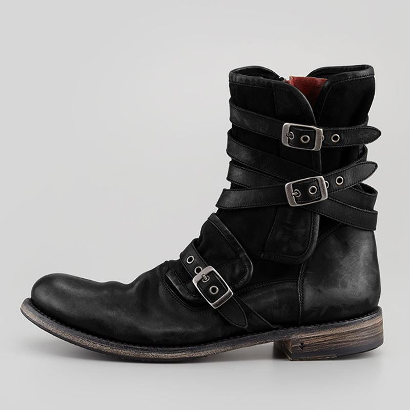 mens black buckle boots