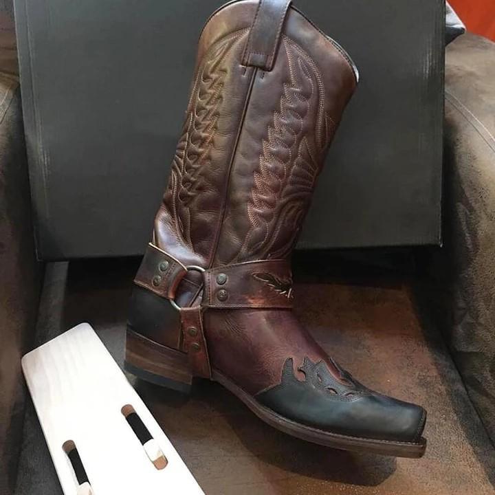 mens cowboy boots with buckles