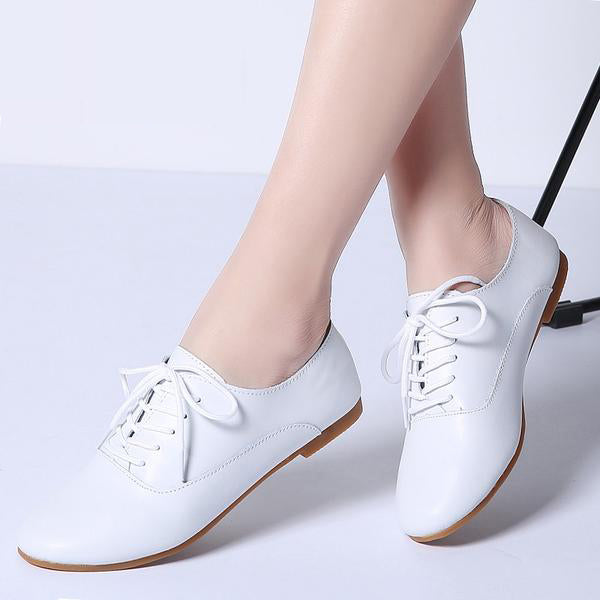 Women Oxford Flats Shoes Genuine 