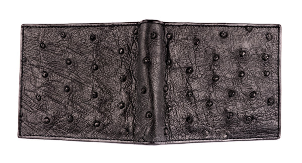 Grey Genuine Ostrich Skin Leather Wallets