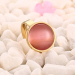 New Fashion Opals Stainless Steel Ring Gold Color