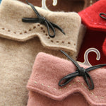 New Cashmere Embroidered Gloves With Leather Bow