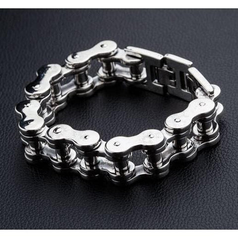 Sterling Silver Big Bike Chain Men's Bracelet