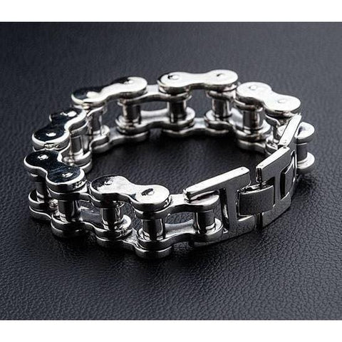 Sterling Silver Big Bike Chain Men's Bracelet