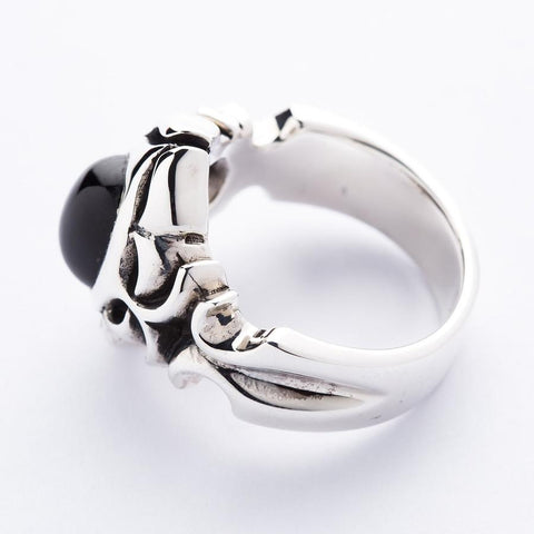 Black Onyx Silver Tribal Ring