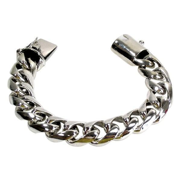 cuban link men's silver bracelet
