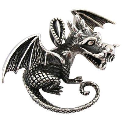 sterling silver dragon charm pendant