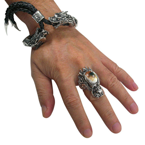 sterling silver dragon jewelry on hand.