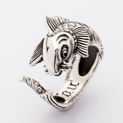 koi silver men's rings