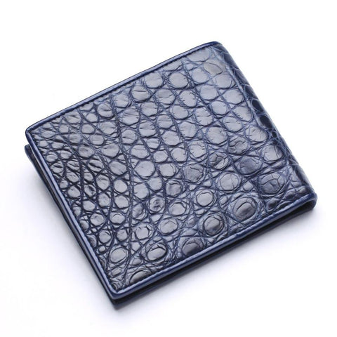 Navy Blue Crocodile Stomach Skin Leather Mens Wallets