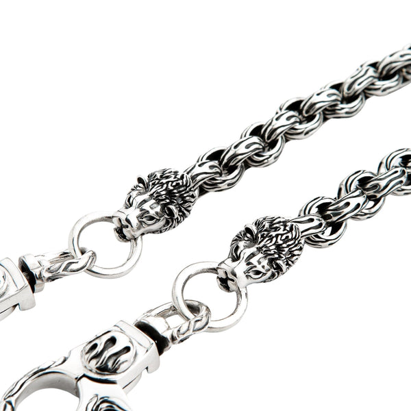 Sterling Silver Biker Lion Head Wallet Chain