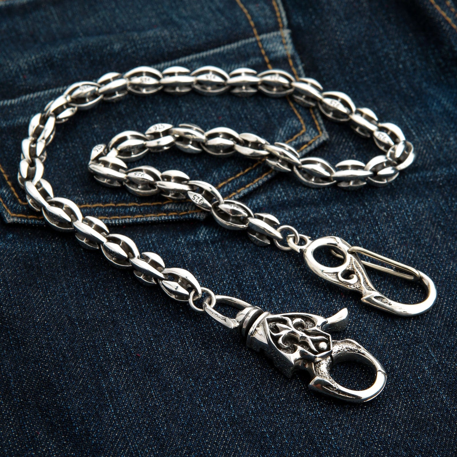 Cool Men's Skull Silver Jeans Chain Jean Chain Long Biker Wallet