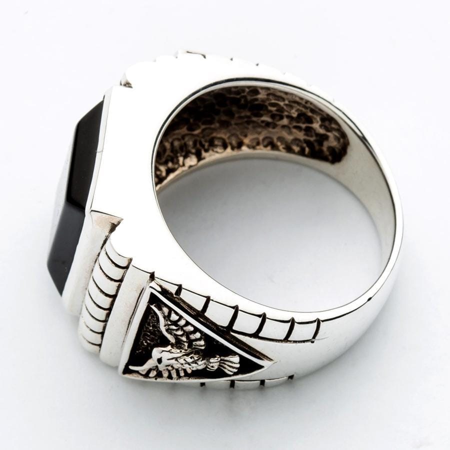 Black Onyx Eagle Mens Ring