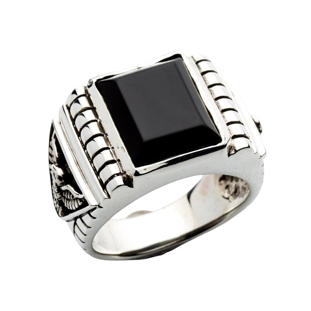 Black Onyx Eagle Mens Ring