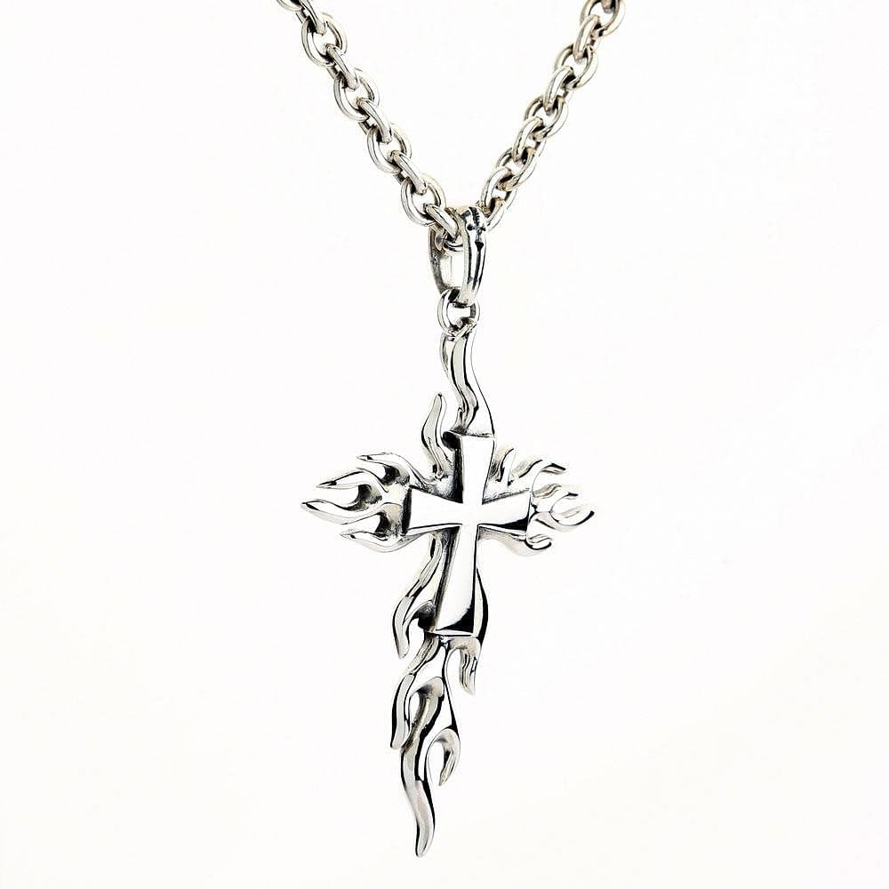 Flame Cross Biker Pendant