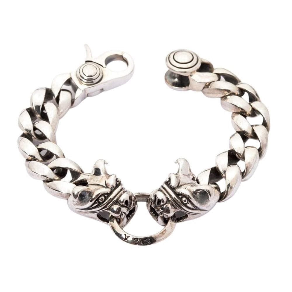 Heavy Bulldog Sterling Silver Men's Biker Bracelet