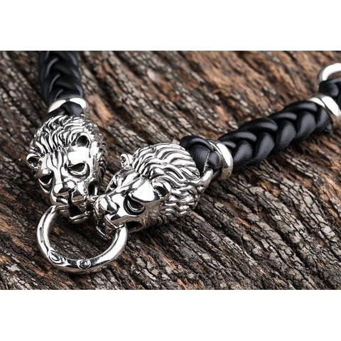lion leather bracelet
