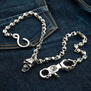 Sterling Silver Biker Lion Head Wallet Chain