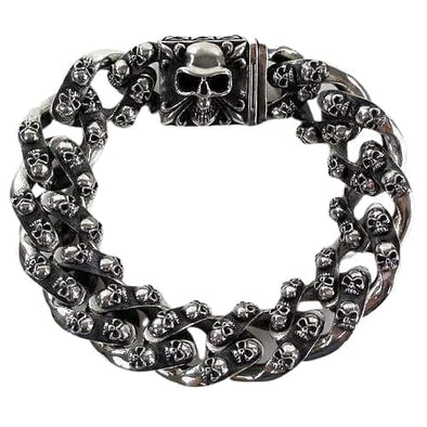 Sterling Silver Skull Leather Bracelets – Bikerringshop